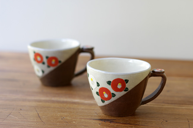 末晴窯】マグカップ/椿 | 【丹波のイロドリ】丹波焼(陶器)の公式通販