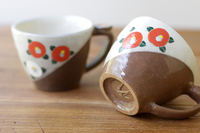 末晴窯】マグカップ/椿 | 【丹波のイロドリ】丹波焼(陶器)の公式通販