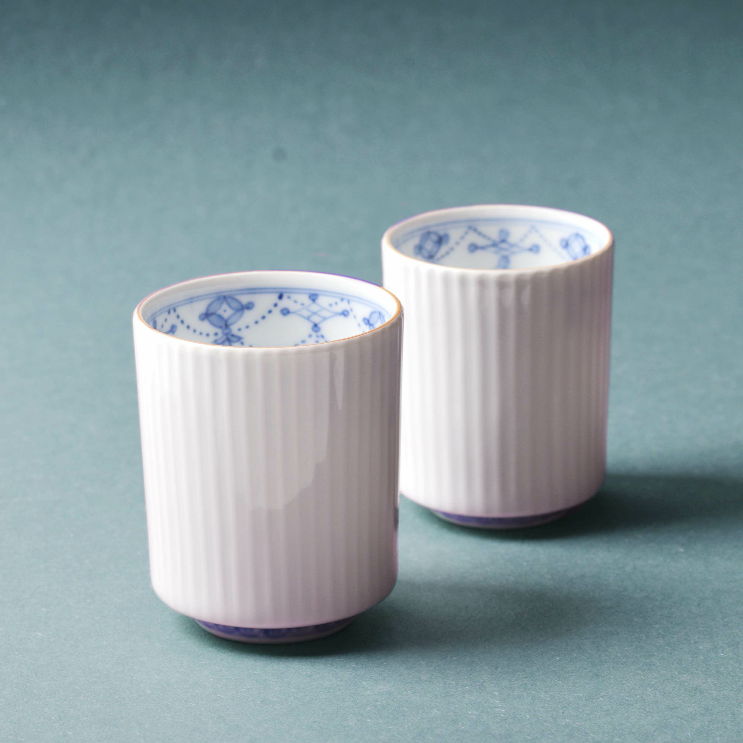 美品】【清水焼】喜楽 夫婦湯呑み 金彩瓔珞文 本物 (箱あり) 美品