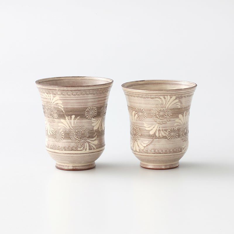 未使用保管品】京焼 清水焼 総峰 田中總次 湯呑み2個 木箱付き 未使用