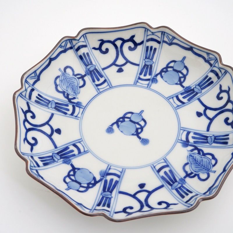 九谷焼 伝統柄 【九谷焼】6号皿揃 染付宝尽くし〈5枚〉 |皿や鉢など和