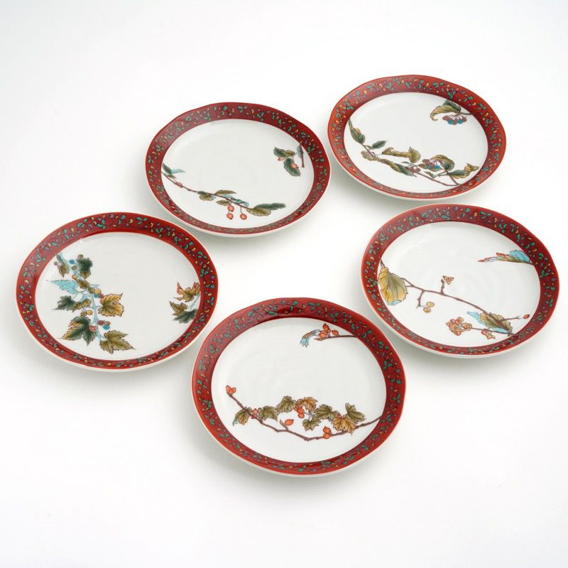 九谷焼 皿 海老 5枚セット 13センチ 九谷焼 皿 海老 5枚セット 13