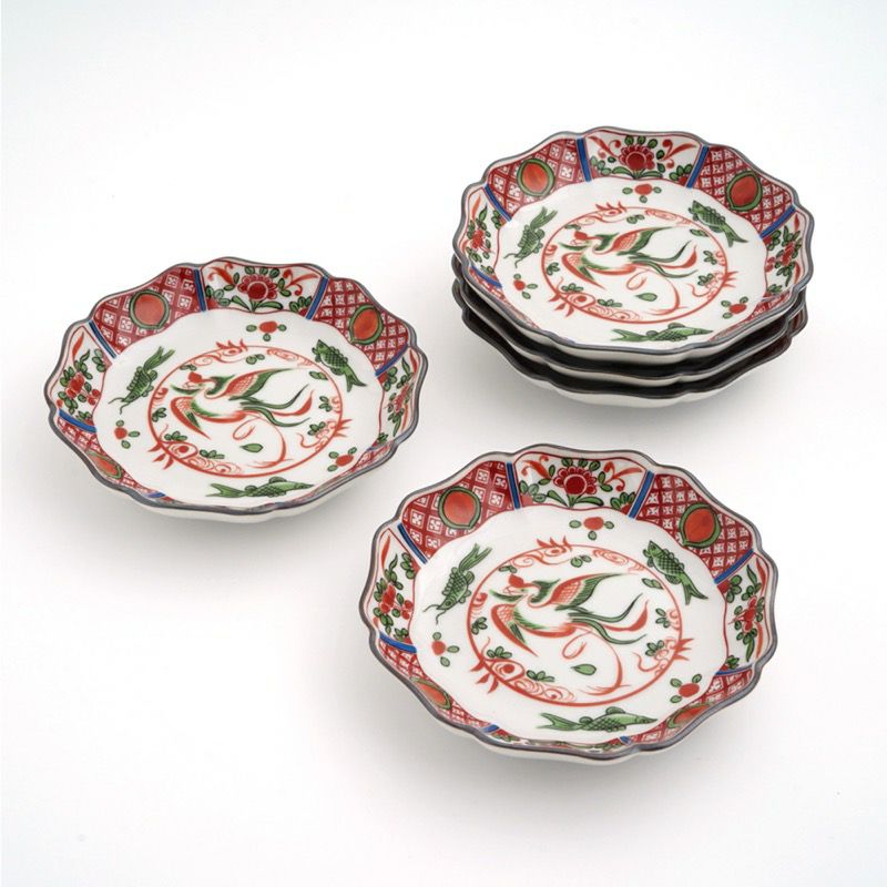 豪華絢爛 其泉作 色絵金彩鳳凰文 取皿 中皿 逸品 5枚 豪華絢爛 其泉作