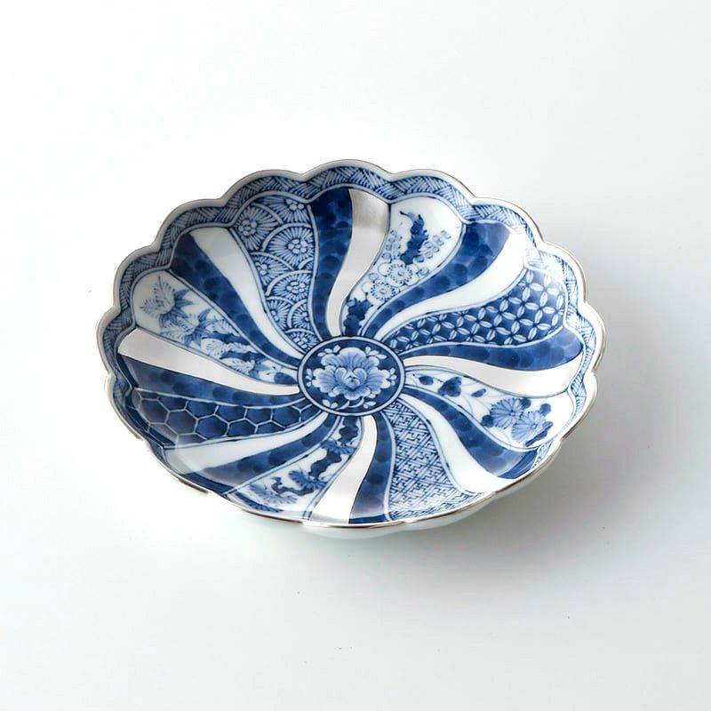 藍青シリーズ 【波佐見焼】銀彩祥瑞 プレート 195〈1枚〉 |皿や鉢など