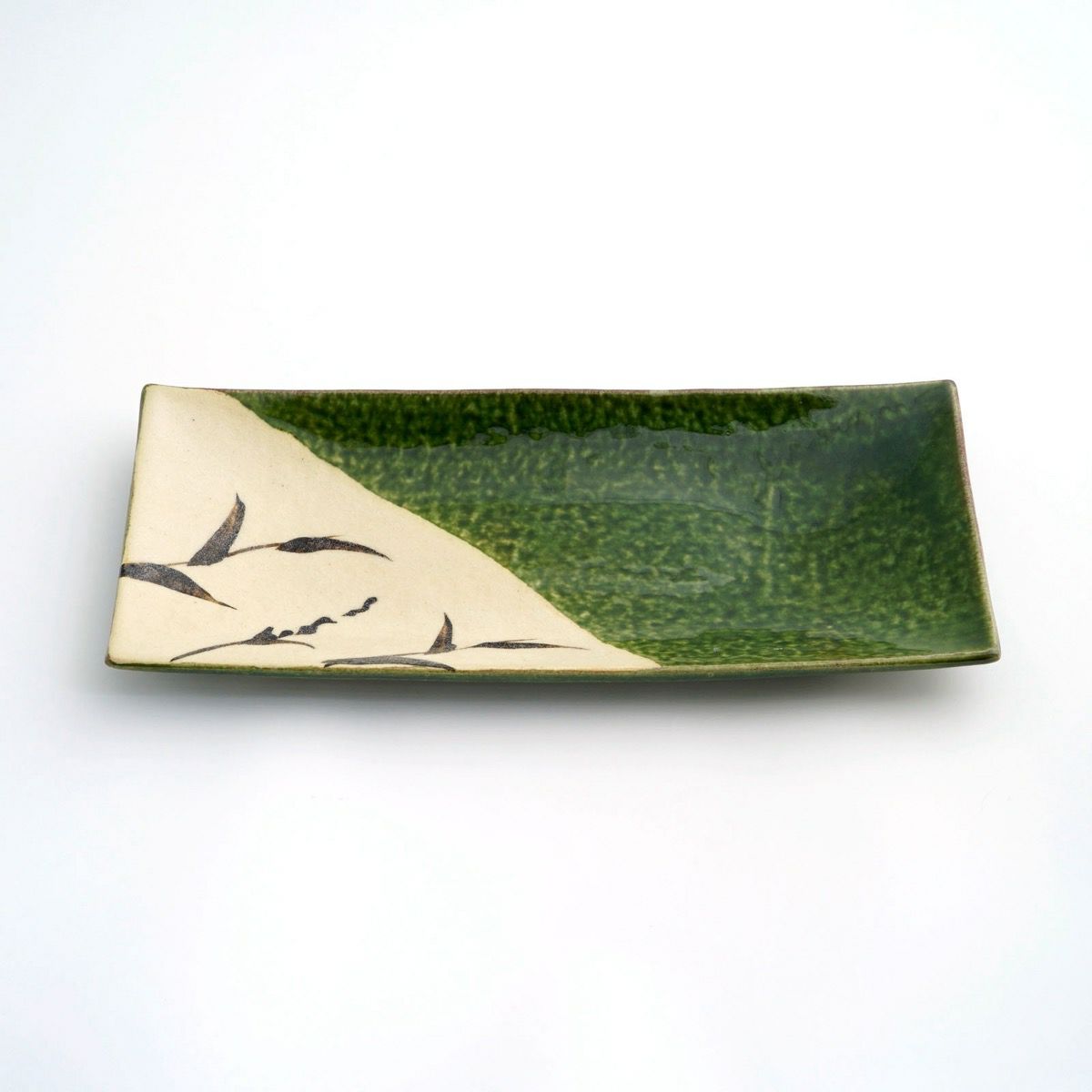 瀬戸焼（愛知県） 【瀬戸焼】織部草紋 長角皿〈1枚〉 |皿や鉢など和