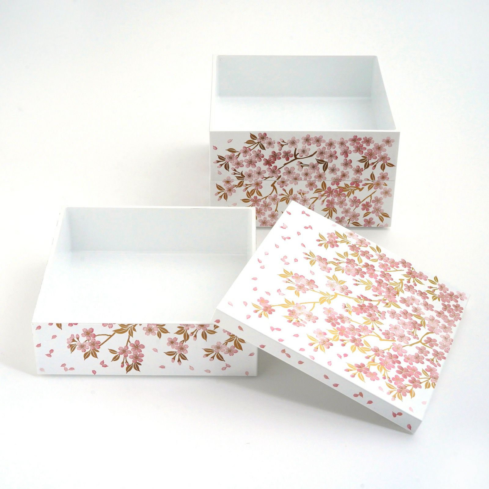 さくら漆器 【山中塗】さくら5.0 三段重（白/ピンク）〈1個〉 |皿や鉢