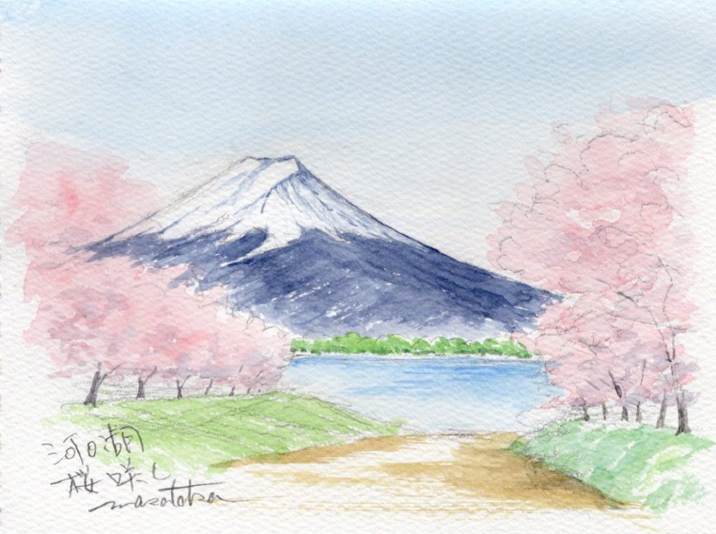 風景画（原画） Amazon.co.jp: 花の絵 風景画 桜 富士山 アクリル画