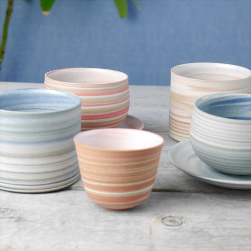 丹波立杭焼/千代市陶房/清水万佐年/marble湯呑みカップ/ピンク/Φ7.2 X