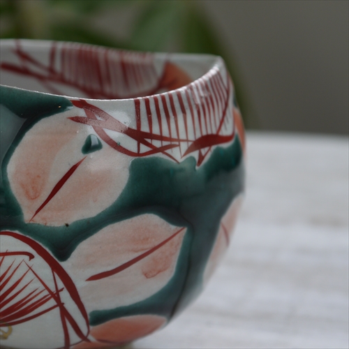 九谷焼/虚空蔵窯/いっぷく碗/釉彩椿/Φ10 X H8 - テーブルライフストア