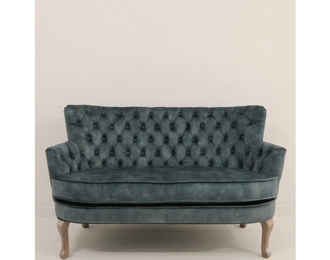 2人掛けソファ ラウンジチェア ベルベットグリーン x 猫脚(ソファ