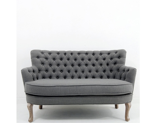 2人掛けソファ ラウンジチェア グレー x 猫脚(ソファ ラウンジチェア