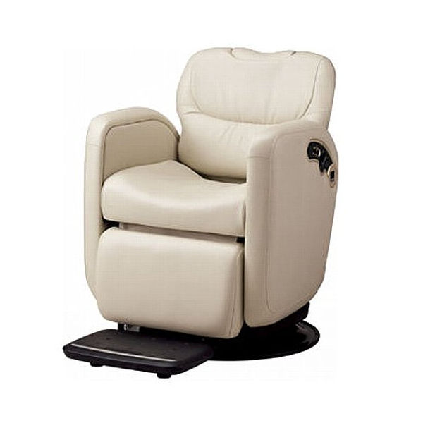 タカラベルモント白いリクライニングチェアと黒いスツールセット 多