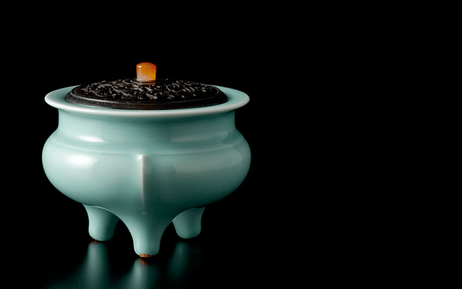 北大路魯山人作 黒織部 花草文 水指 銘清風 清水公照極め箱 M R9402H