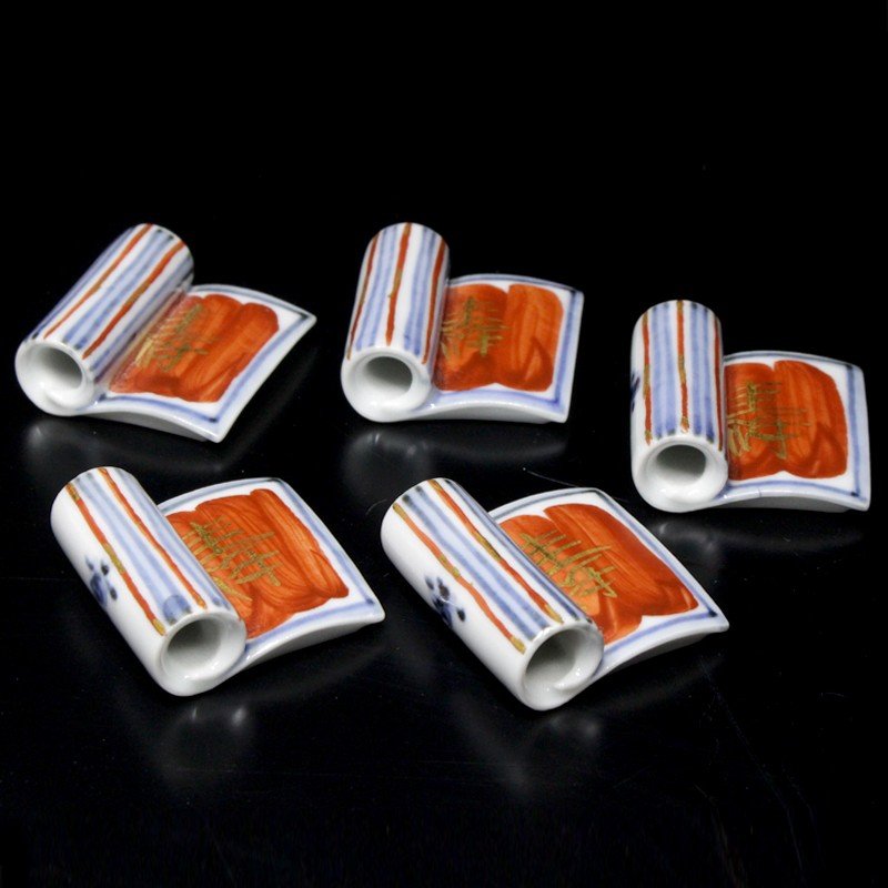 富本憲吉『寿字・金彩箸置 五客』-瀧屋美術-鎌倉の美術品専門店 販売買取