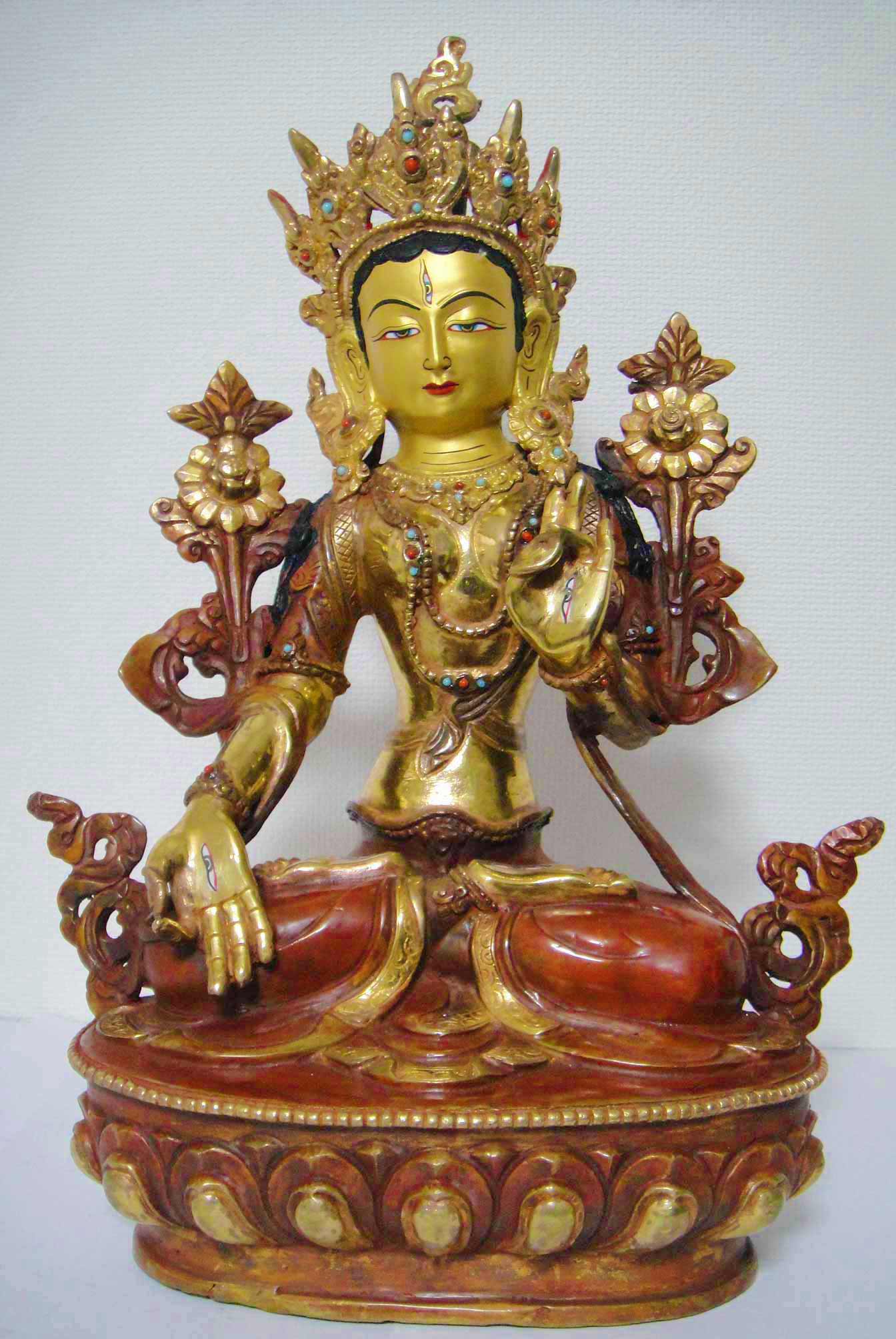 ◇グリーンターラー（緑多羅菩薩）像◇仏教 チベット-A