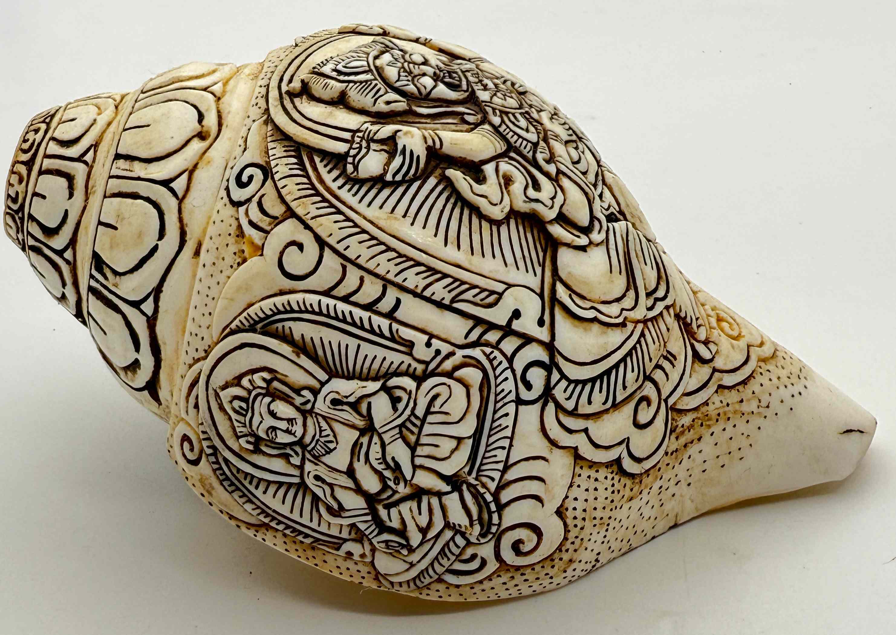 ◇チベット密教法具 法螺貝（シャンカ）クベーラ（毘沙門天