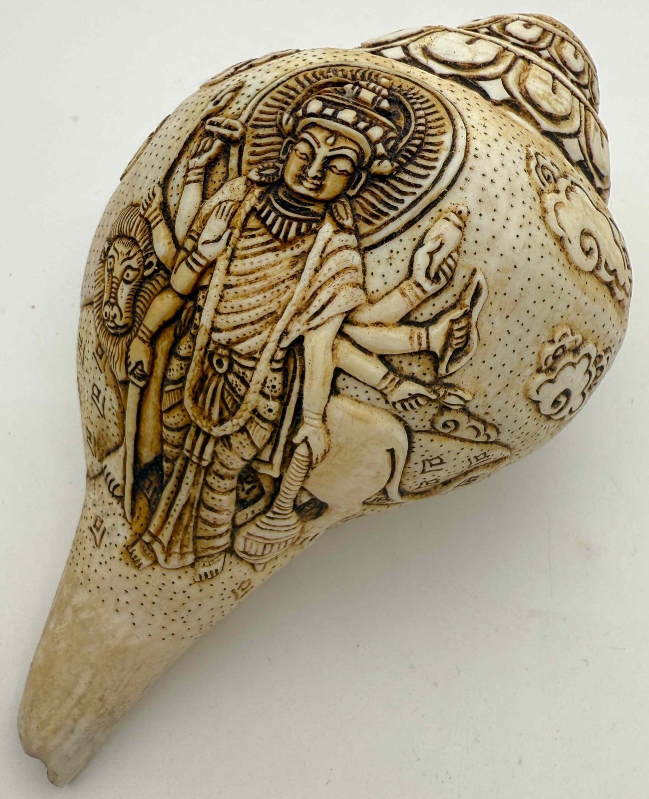 ◇チベット密教法具 法螺貝（シャンカ）十一面千手千眼観音菩薩-