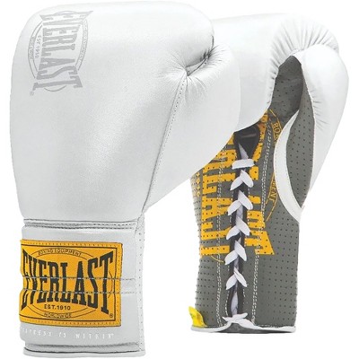 Everlast 1910 Pro Lace-Up Sparring Boxing Gloves - 12 oz. - White