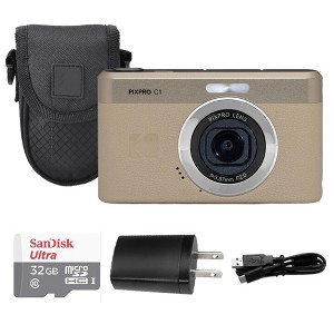 Kodak PIXPRO C1 Compact Digital Camera Tan + 32GB Memomory Card +