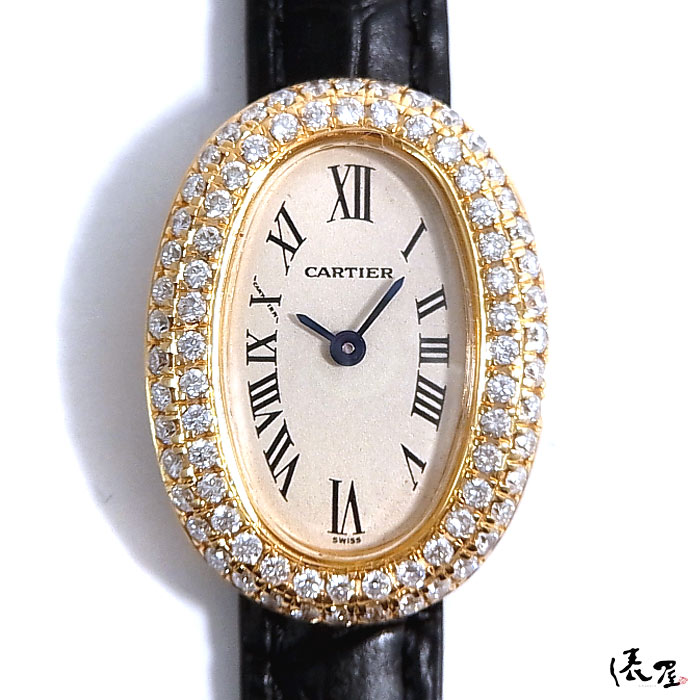 オーバーホール済】カルティエ ミニベニュワール ダイヤベゼル【ベルト