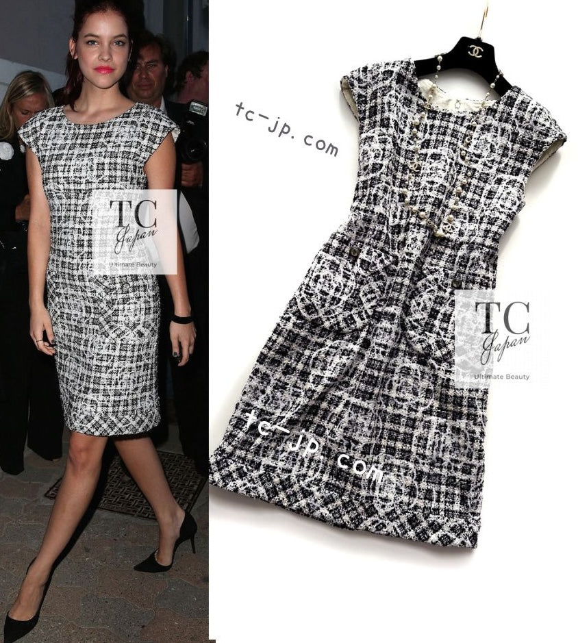 シャネル ワンピース CHANEL ホワイト ブラック グレー カメリア