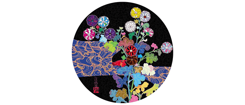 ED300】青花の壺に村上フラワー 村上隆 もののけ京都 サイン入り