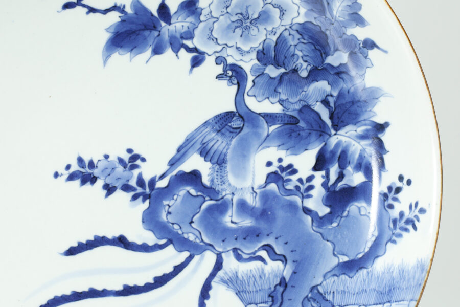 藍柿右衛門牡丹鳳凰文皿（江戸時代） - 天平堂（TENPYODO）