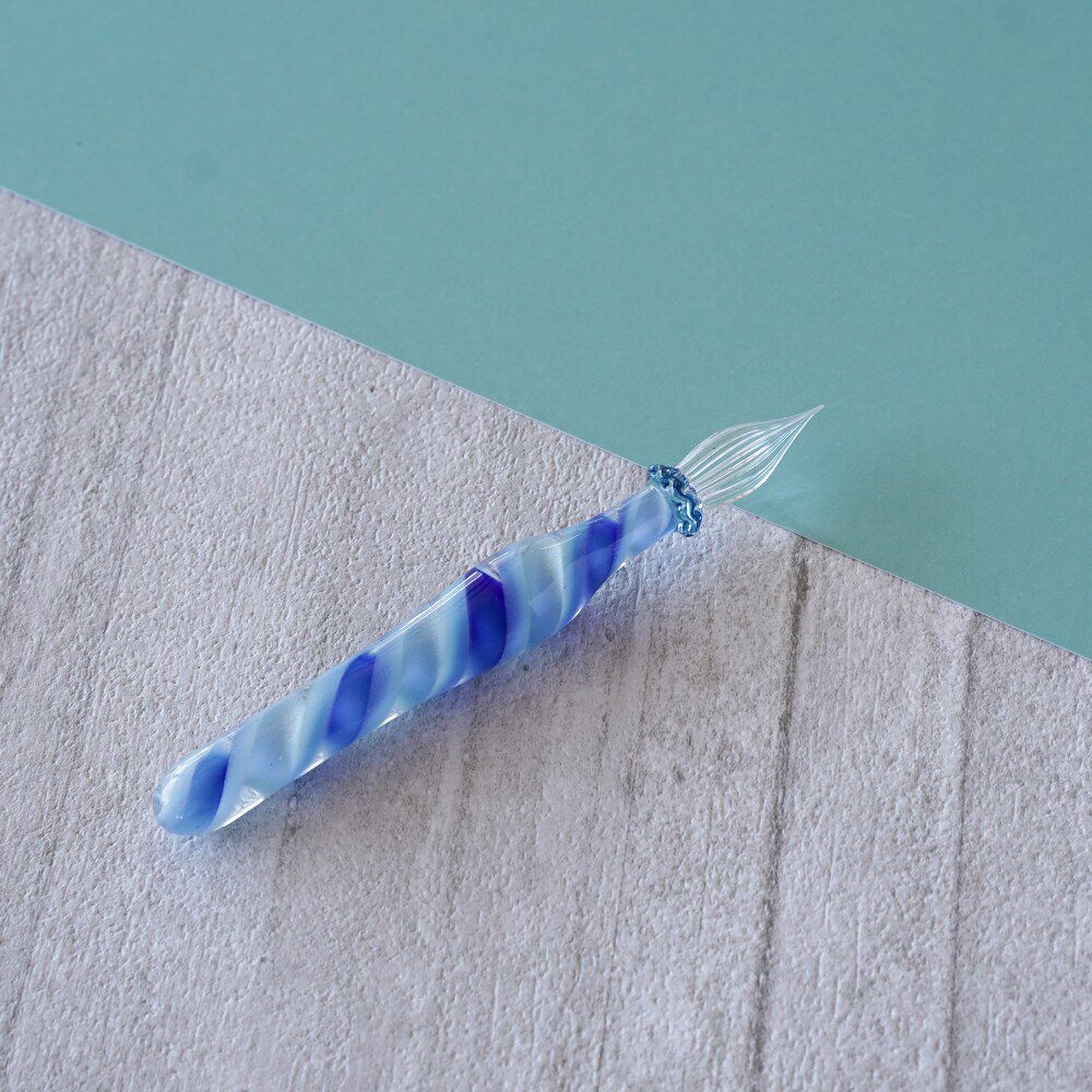 kokeshi・藤田えみ｜リボンケーンLollipop shortガラスペン《スカイ