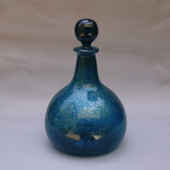 民藝 倉敷ガラス 小谷眞三さん 小谷ブルー 初期作品 紐巻き胴丸瓶 民