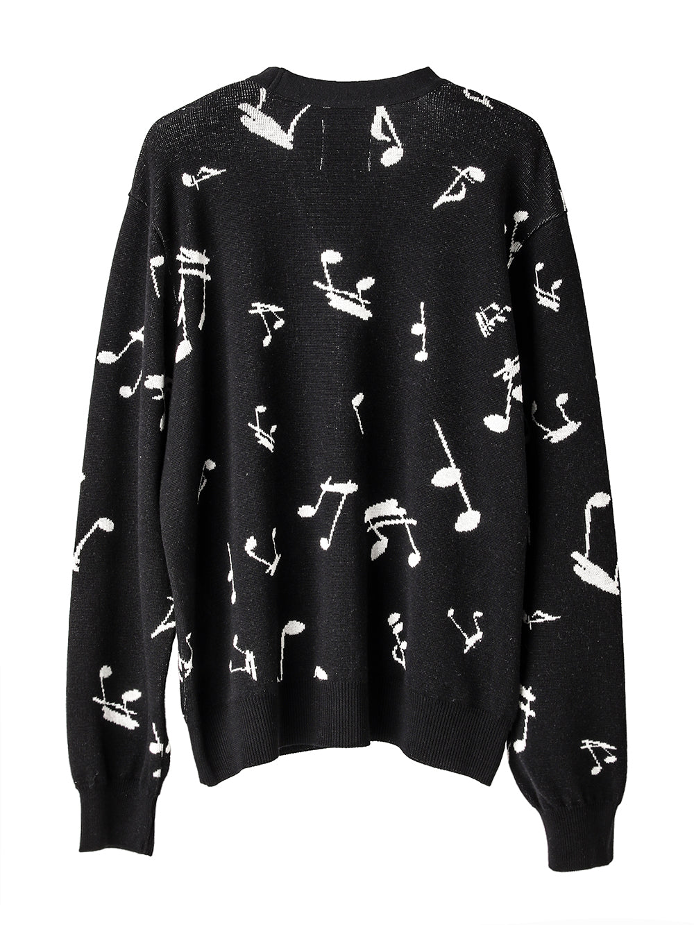 sk.0016AW25-black x white ミュージックノートパターンカーディガン