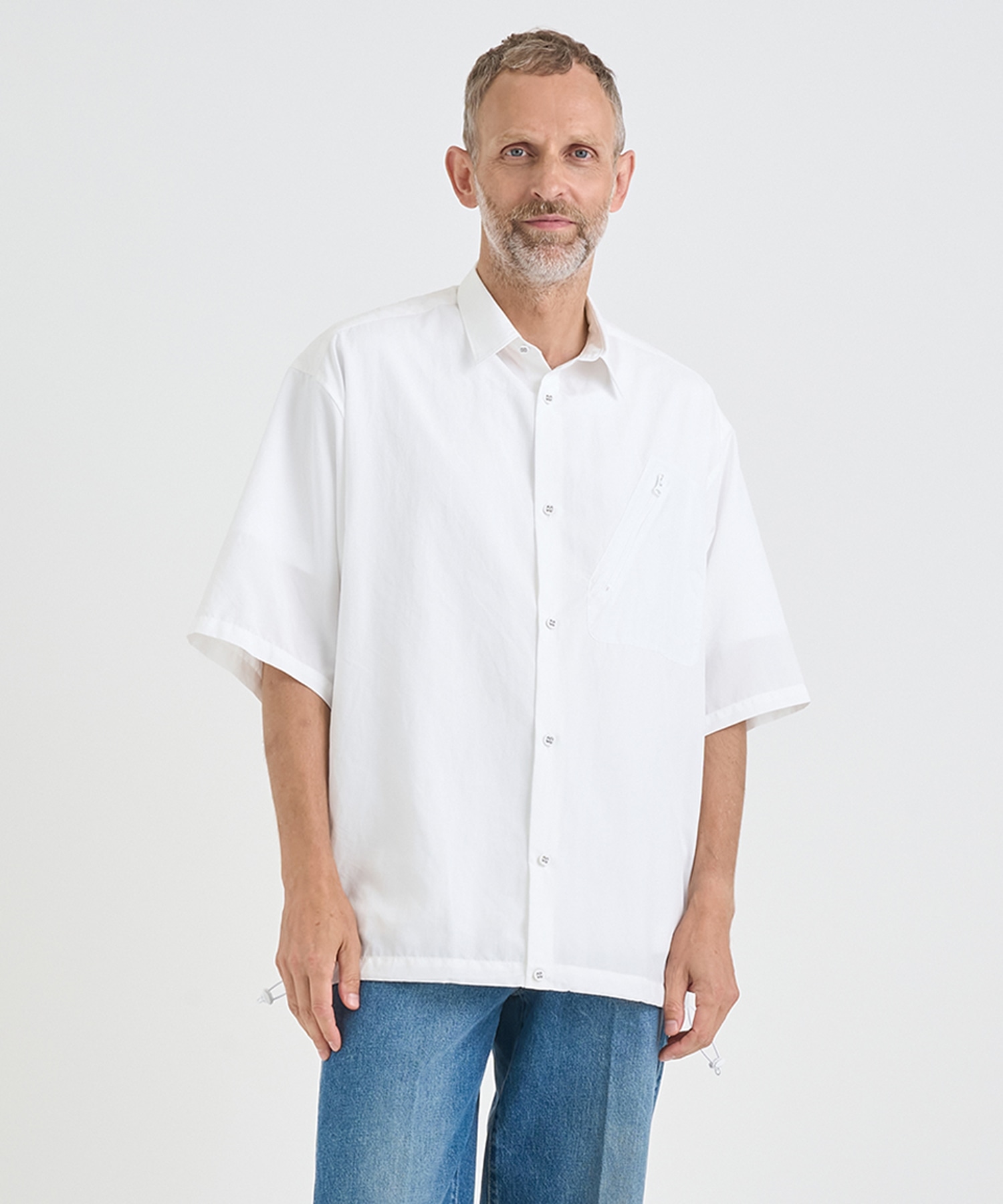 別注 DRAW CORD S/S POCKET SHIRTS(1 WHITE): White Mountaineering