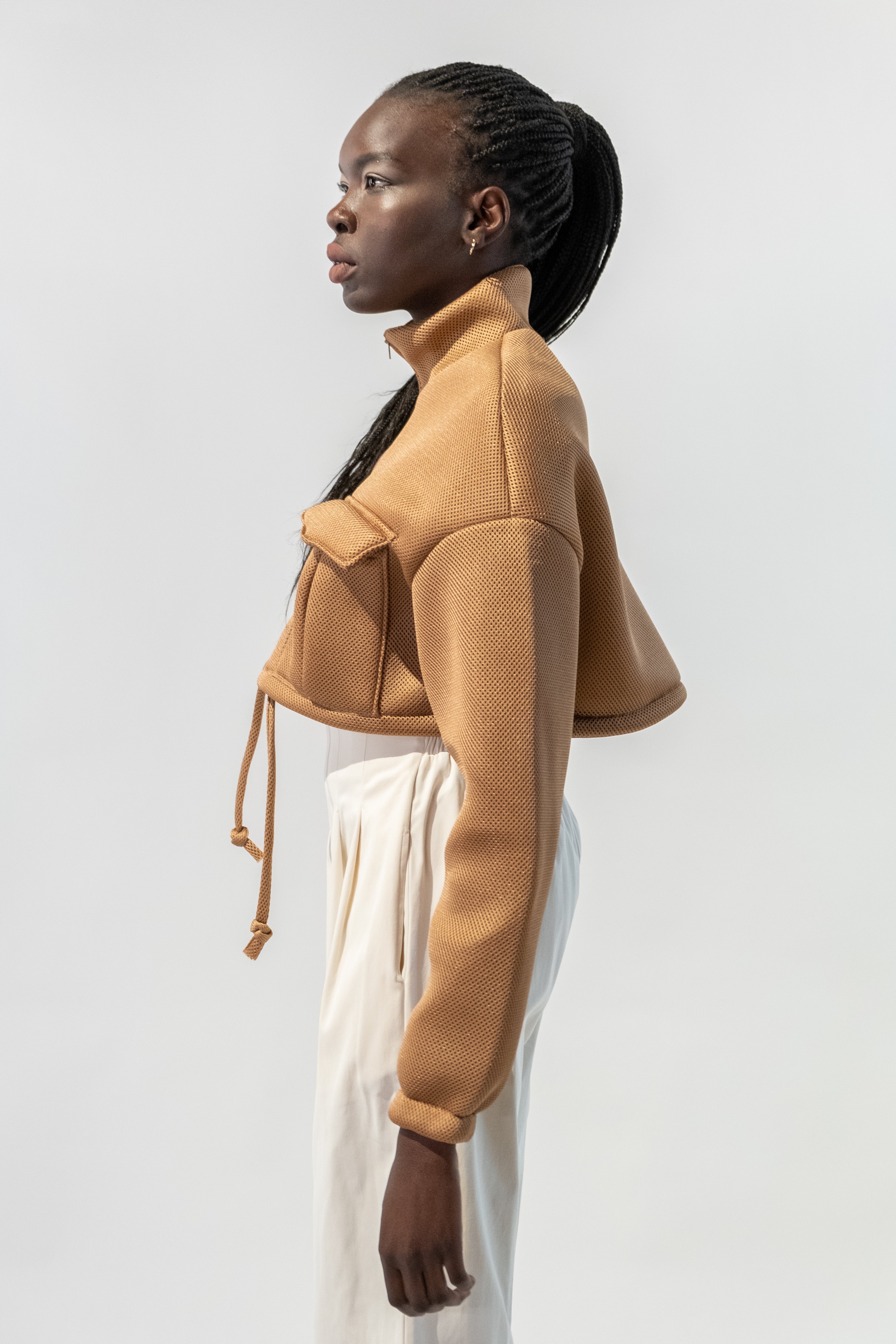 Mock Neck Oversized Cropped Jacket – TheTrendApparel.com