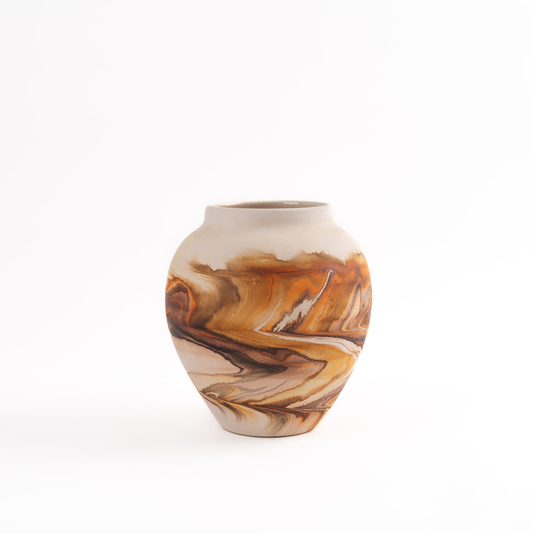 Vintage Nemadji Pottery Vase Set of 3 - Mid-Century Swirl Design