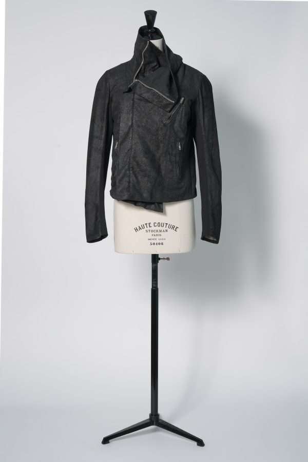 Rick Owens black leather biker jacket - The AP Archive