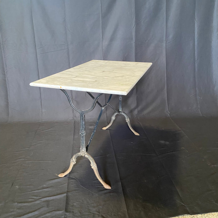 Antique French Marble Top Cafe or Bistro Table with Cast Iron Base
