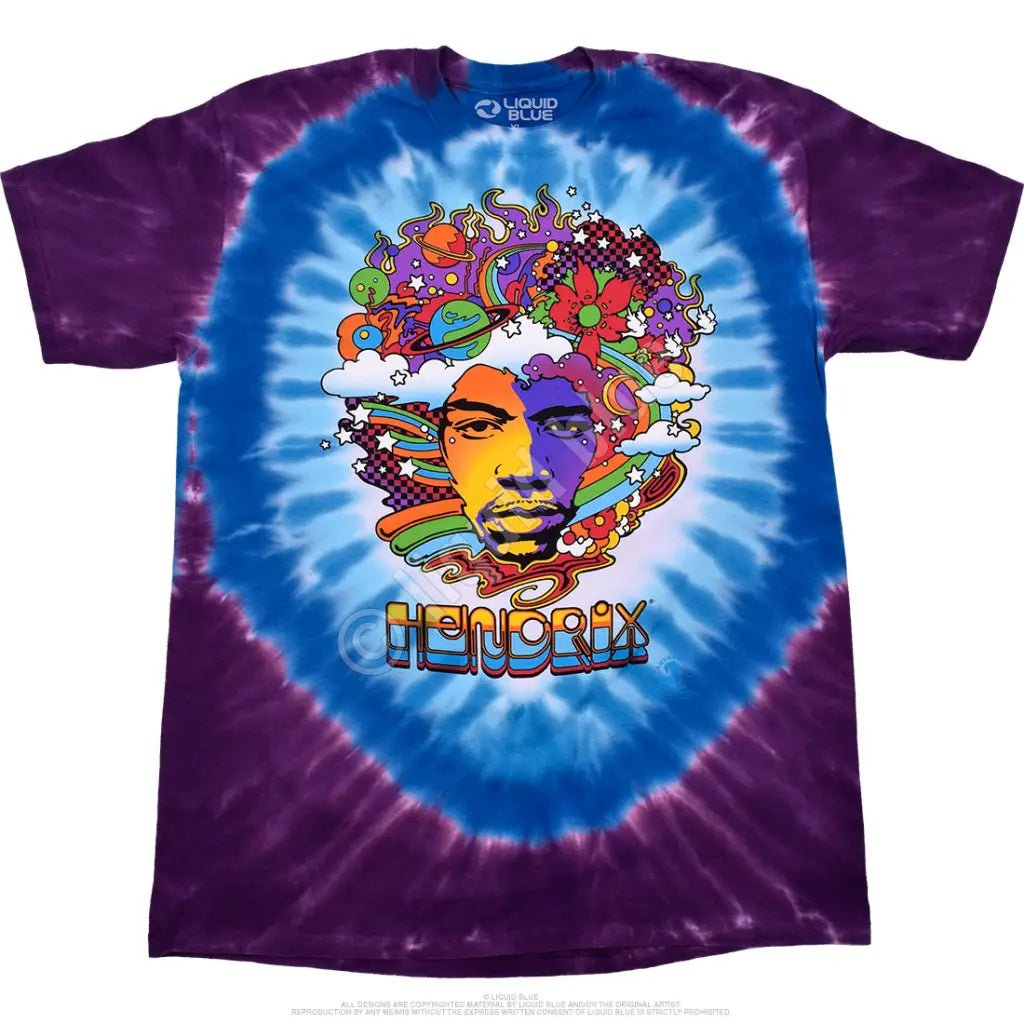 Jimi Hendrix Tie-Dye T-Shirt | Liquid Blue Official Vintage Tee
