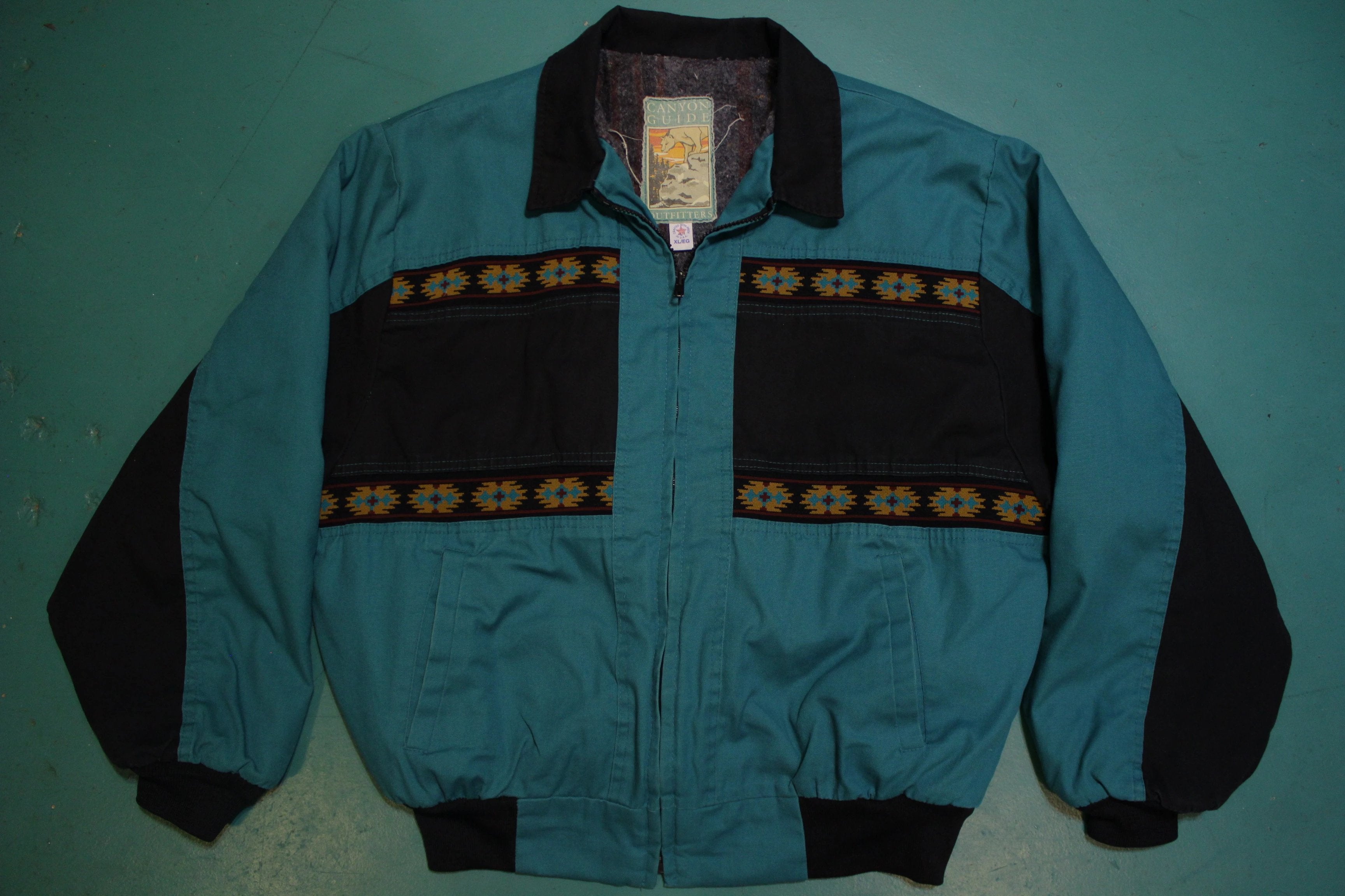 Canyon Guide Outfitters VTG 90's M Cowboy Jacket Aztec Green Black
