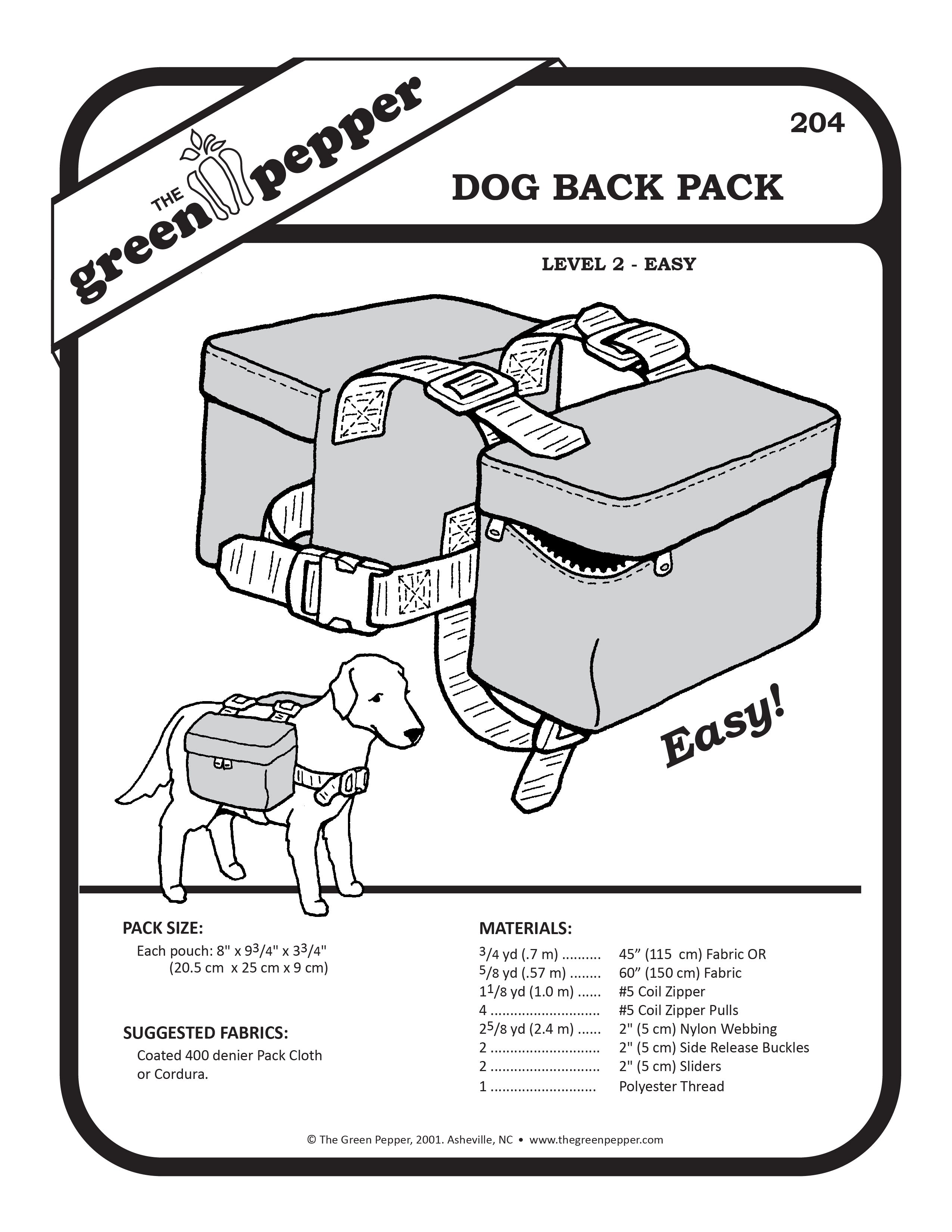 204 – Dog Back Pack Pattern – The Green Pepper