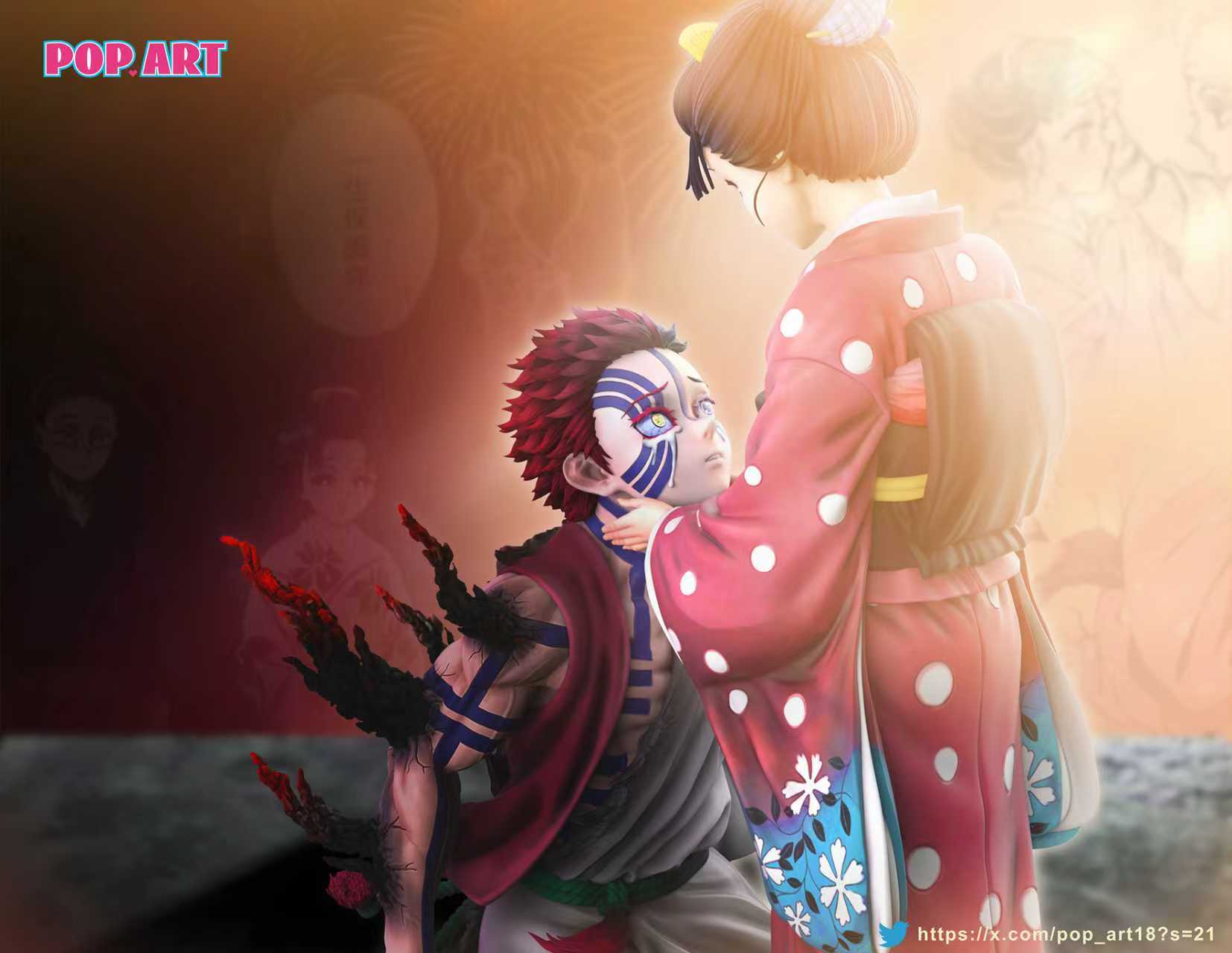 鬼滅の刃 猗窩座 恋雪 ガレージキット フィギュア 猗窩座 小雪