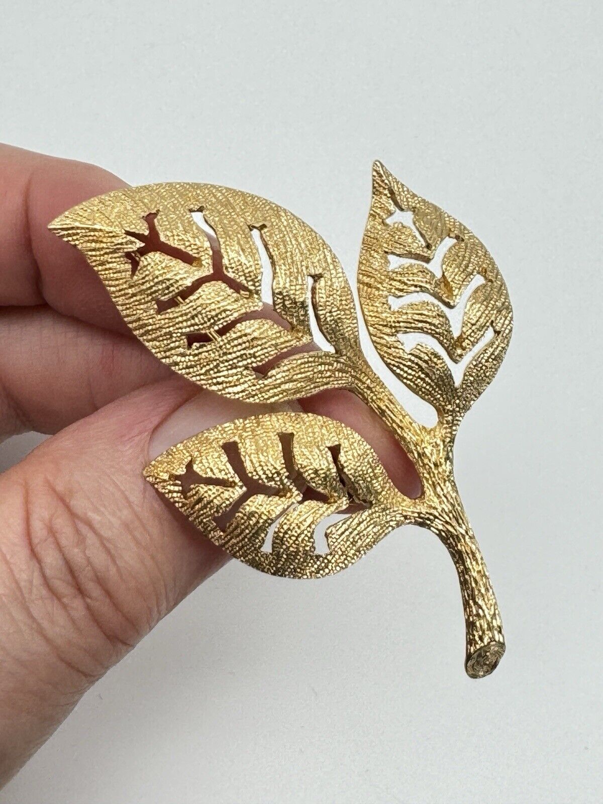 Vintage “DIOR” Brooch SIGNED” Chr. Dior ©️”Leaf Branch Goldtone