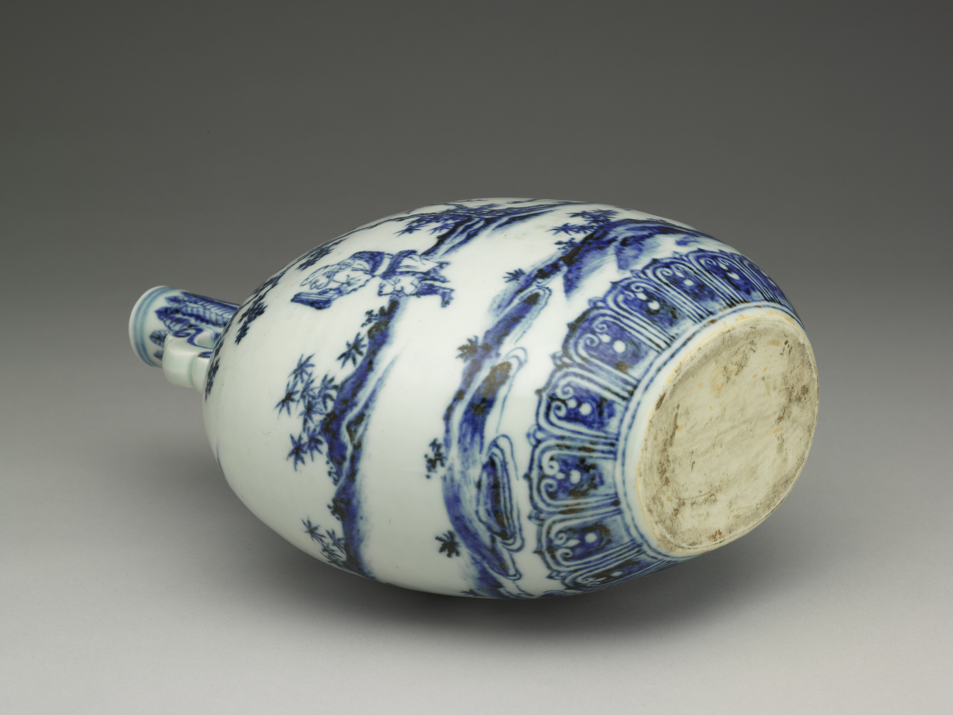 国立故宮博物院 3D文物鑑賞-3D文物-明 永楽 青花人物紋如意耳扁壺