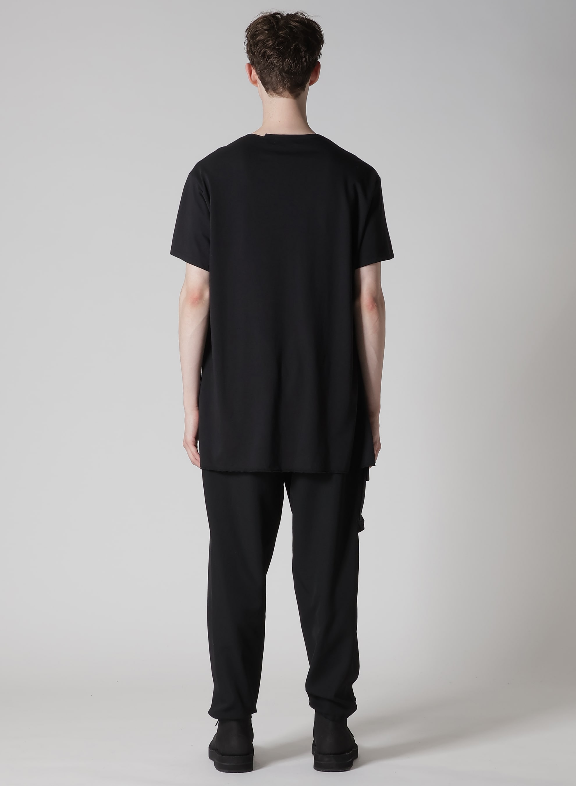 WOOL MIX SINGLE JERSEY SLIT ROUND NECK T(FREE SIZE Black): Vintage