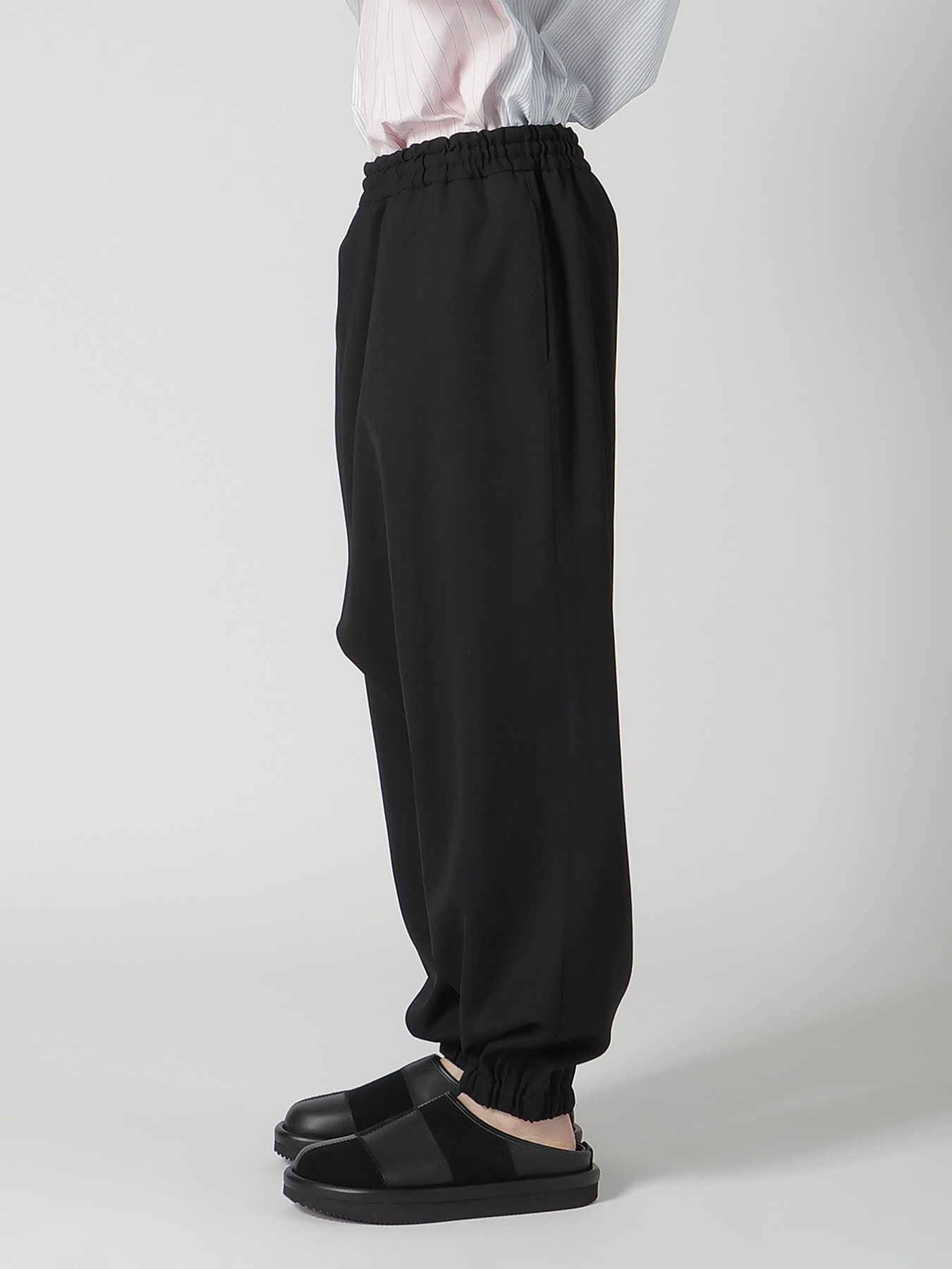 WOOL GABARDINE SAROUEL PANTS(S Black): Y's.｜THE SHOP YOHJI