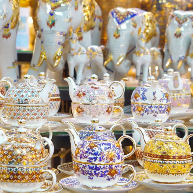 タイ ベンジャロン焼き 飾り壺 ベンジャロン タイ タイThailandの