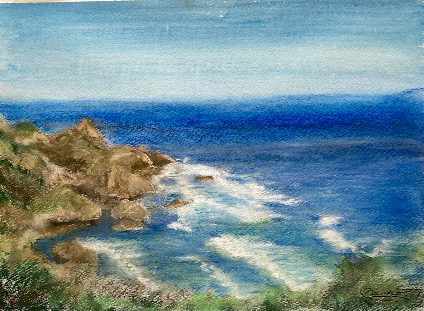 絵画、油彩、F6号、沖縄の2匹泳ぐ海亀、佐原聖春 絵画、油彩、