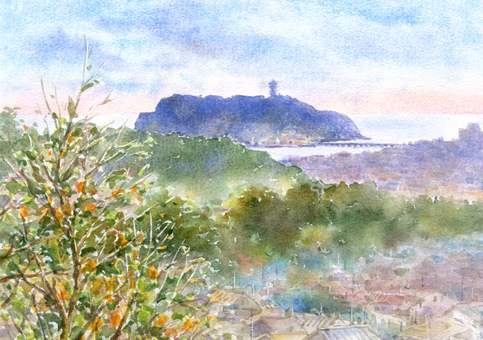 水彩画原画 江の島遠望・鎌倉山から ＃591 | syoumei ｜インテリア絵画