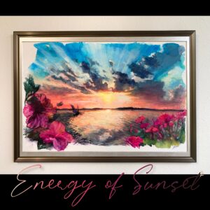 ガラスペンアート〖 Energy of Sunset 〗（ B3サイズ 額入り）インク