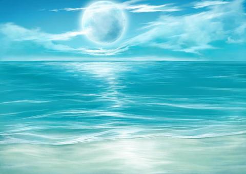 幻想的な海の景色 パステル画 原画 幻想的な海の景色 パステル