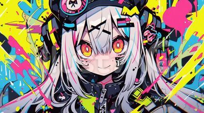 カラフルな女性の絵 カラフルな女性の絵 ノーコピーライトガール