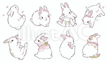 さくらうさぎイラスト - No: 22598846｜無料イラスト・フリー素材なら